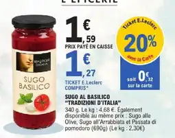 E.Leclerc Tradizioni d'italia sugo basilico offre