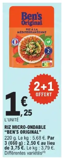 E.Leclerc Ben's original riz micro-ondable offre