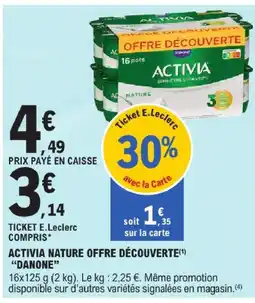 E.Leclerc Danone activia nature offre découverte offre