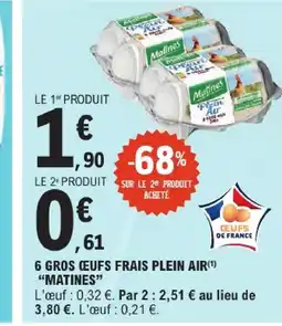 E.Leclerc Matines 6 gros œufs frais plein air offre