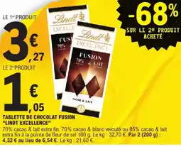 E.Leclerc Lindt excellence tablette de chocolat fusion offre