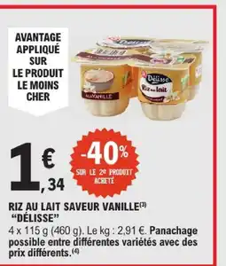 E.Leclerc Délisse riz au lait saveur vanille offre