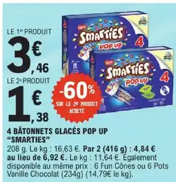 E.Leclerc Smarties 4 bâtonnets glacés pop up offre