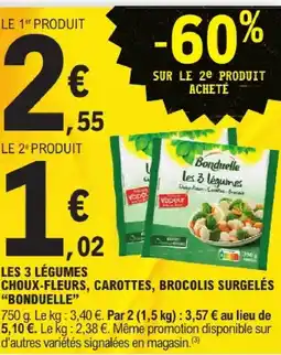 E.Leclerc Bonduelle les 3 légumes choux-fleurs, carottes, brocolis surgelés offre