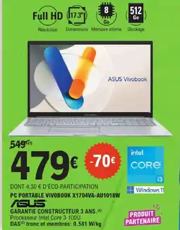E.Leclerc Asus pc portable vivobook x1704va-au1018w offre