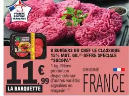 E.Leclerc Socopa 8 burgers du chef le classique 15% mat. gr offre