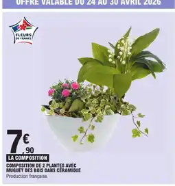 E.Leclerc Composition de 2 plantes avec muguet des bois dans céramique offre