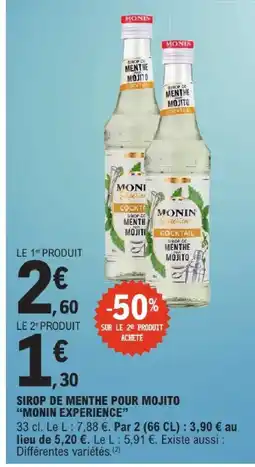 E.Leclerc Monin experience sirop de menthe pour mojito offre