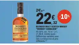 E.Leclerc Monkey shoulder blended malt scotch whisky offre