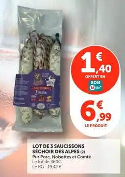 Utile Lot de 3 saucissons séchoir des alpes offre