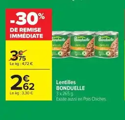 Carrefour Drive BONDUELLE Lentilles offre