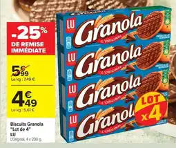 Carrefour Drive LU Biscuits Granola Lot de 4 offre