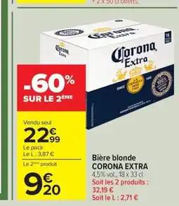 Carrefour Drive CORONA XTRA Bière blonde offre