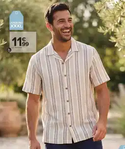 Carrefour Drive Chemise en lin rayure homme offre