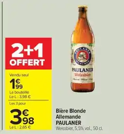 Carrefour Drive PAULANER Bière Blonde Allemande offre