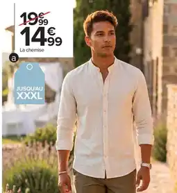 Carrefour Drive Chemise rayure en lin col mao homme offre