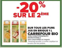 Carrefour Drive CARRFOUR BIO Sur tous les purs jus en brique offre