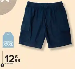 Carrefour Drive Bermuda multipoches en lin homme offre