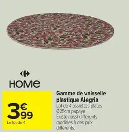 Carrefour Drive Gamme de vaisselle plastique Alegria offre