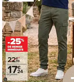 Carrefour Drive Pantalon cargo homme offre