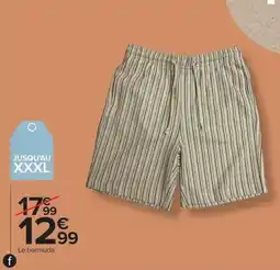 Carrefour Drive Bermuda rayures homme offre