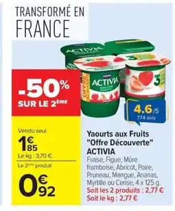 Carrefour Drive ACTIVIA Yaourts aux Fruits Offre Découverte offre