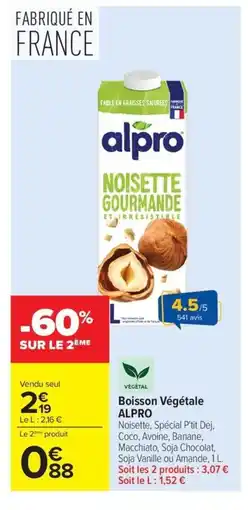 Carrefour Drive ALPRO Boisson Végétale offre