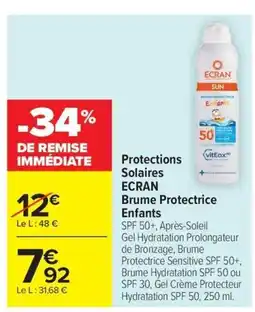 Carrefour Drive ECRAN Protections Solaires Brume Protectrice Enfants offre