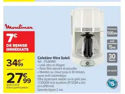 Carrefour Drive MOULINES Cafetière filtre Soleil offre