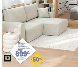 Conforama Canapé d'angle convertible réversible Emile offre