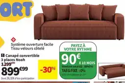 Conforama Canapé convertible 3 places Noah offre