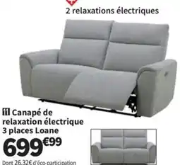 Conforama Canapé de relaxation électrique 3 places Loane offre