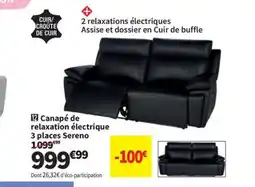 Conforama Canapé de relaxation électrique 3 places Sereno offre