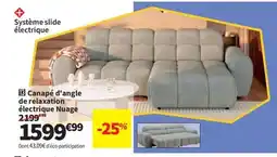 Conforama Canapé d'angle de relaxation électrique Nuage offre
