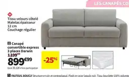 Conforama Canapé convertible express 3 places Darwin offre
