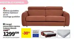 Conforama Canapé convertible express 3 places Alessia offre