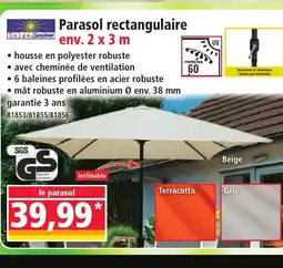 Norma Parasol rectangulaire offre