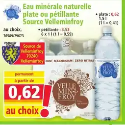 Norma Eau minérale naturelle plate ou pétillante Source Velleminfroy offre