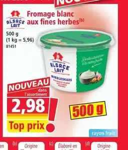 Norma ALSACE LAIT Fromage blanc aux fines herbes offre