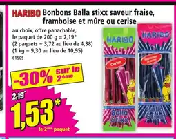 Norma HARIBO Bonbons Balla stixx saveur fraise, framboise et mûre ou cerise offre