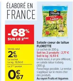 Carrefour Market FLORETTE Salade coeur de laitue offre