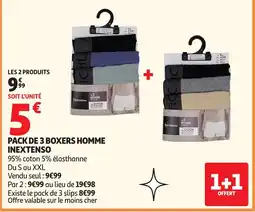 Auchan Inextenso Pack de 3 boxers homme offre