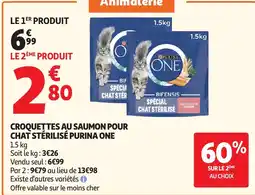 Auchan Purina One Croquettes au saumon pour chat stérilisé offre