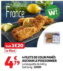 Auchan 4 filets de colin panés auchan le poissonnier offre