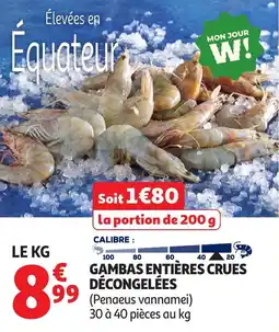 Auchan Gambas entières crues décongelées offre