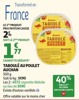 Auchan Auchan Taboulé au poulet offre