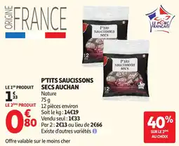 Auchan Auchan P'tits saucissons secs offre