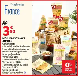 Auchan Auchan Menu pause snack offre