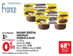Auchan Charles & Alice Dessert végétal chocolat offre