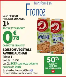 Auchan Auchan Boisson végétale avoine offre